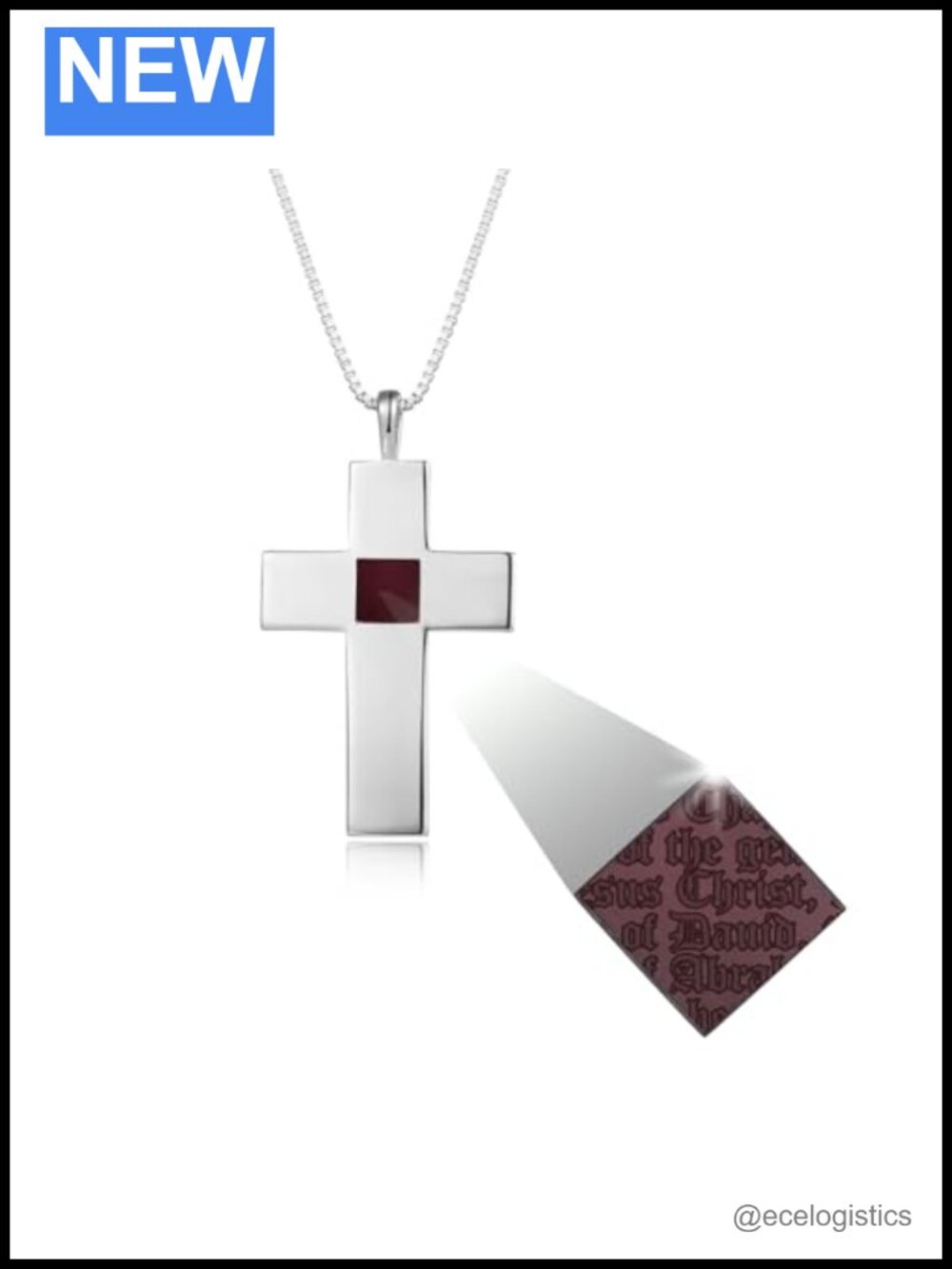 Sterling Silver Nano Bible Cross Necklace Unisex 17.5 Inch Adjustable Chain